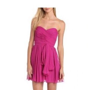 JILL JILL STUART Strapless Fuchsia Chiffon Mini Dress